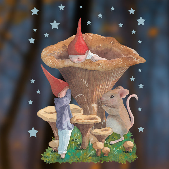 Fensterbild Pilz-Wichtel