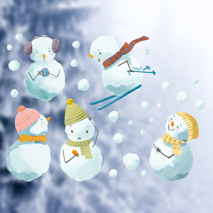 Fensterbild Kleine Schneemänner