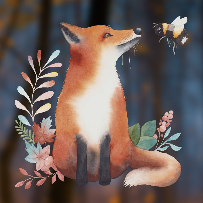 Fensterbild Fuchs und Hummel