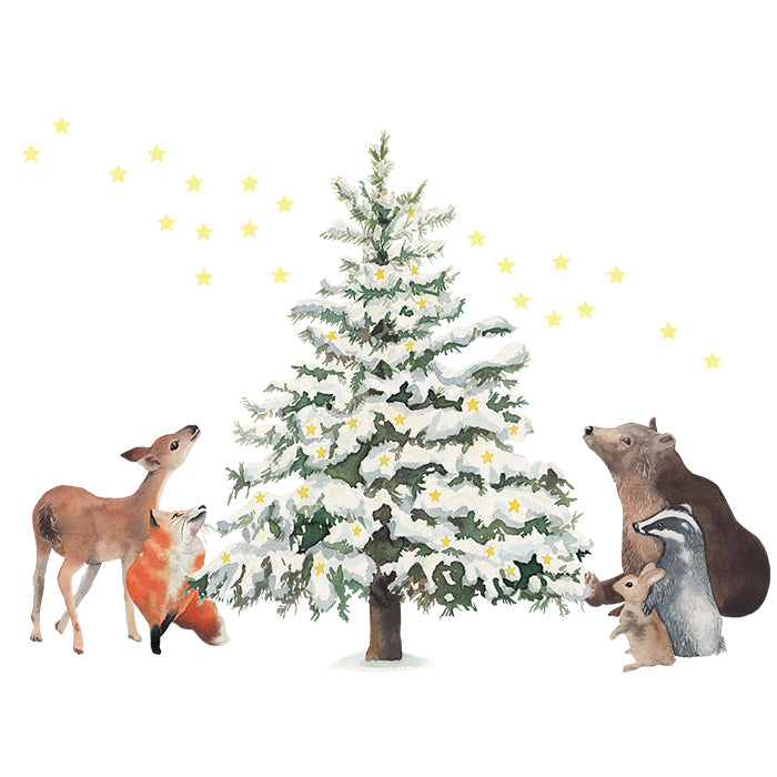 Fensterbild Weihnachten im Wald