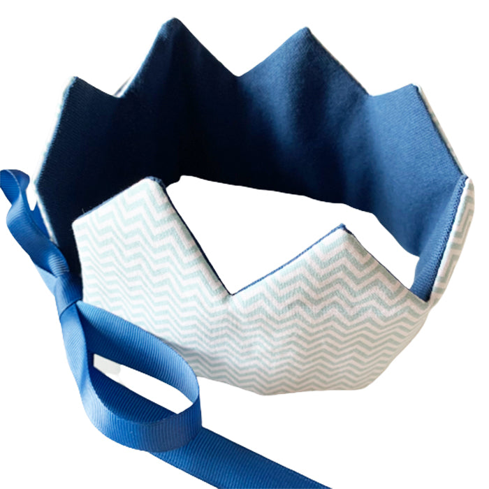 Krone aus Stoff Blau / Weiß