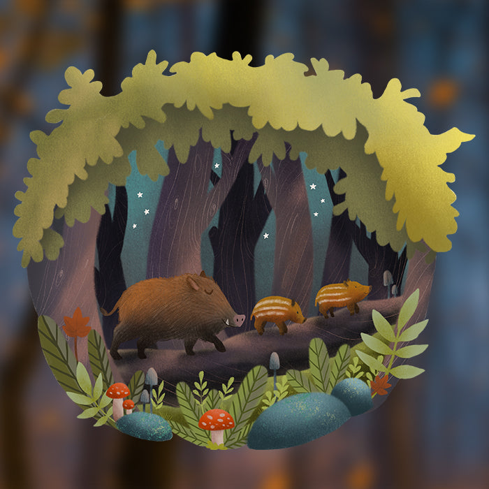 Fensterbild Wildschweine