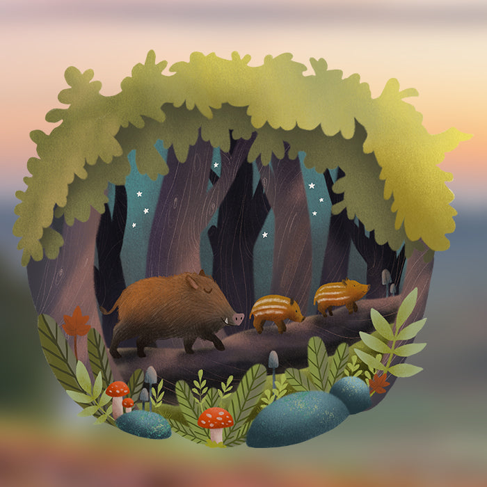 Fensterbild Wildschweine