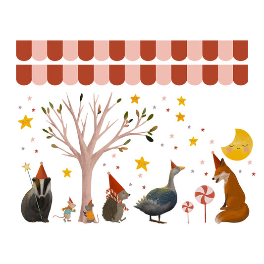 Fensterbild Weihnachten bei den Tieren