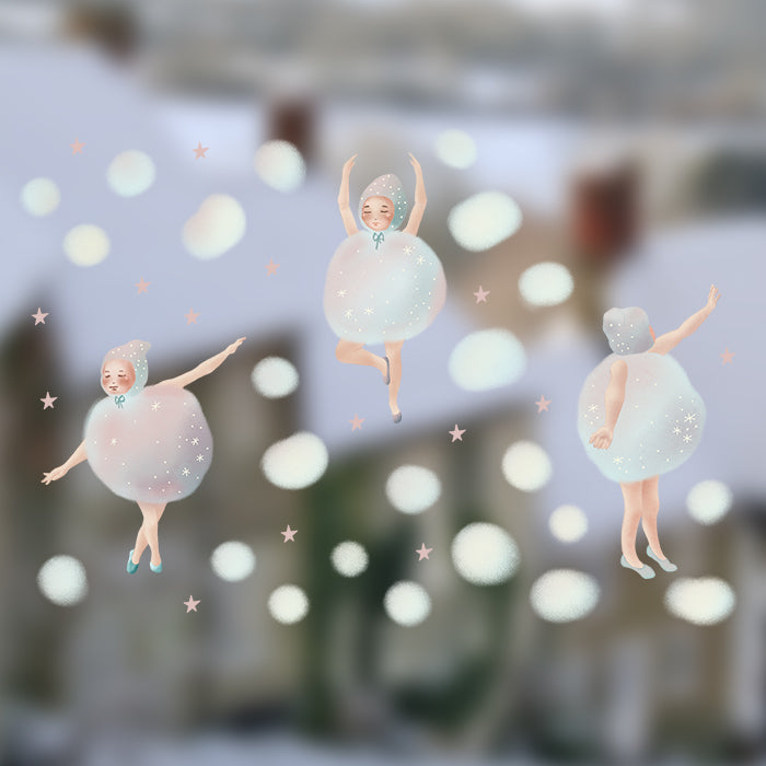 Fensterbild Schneeflockentanz