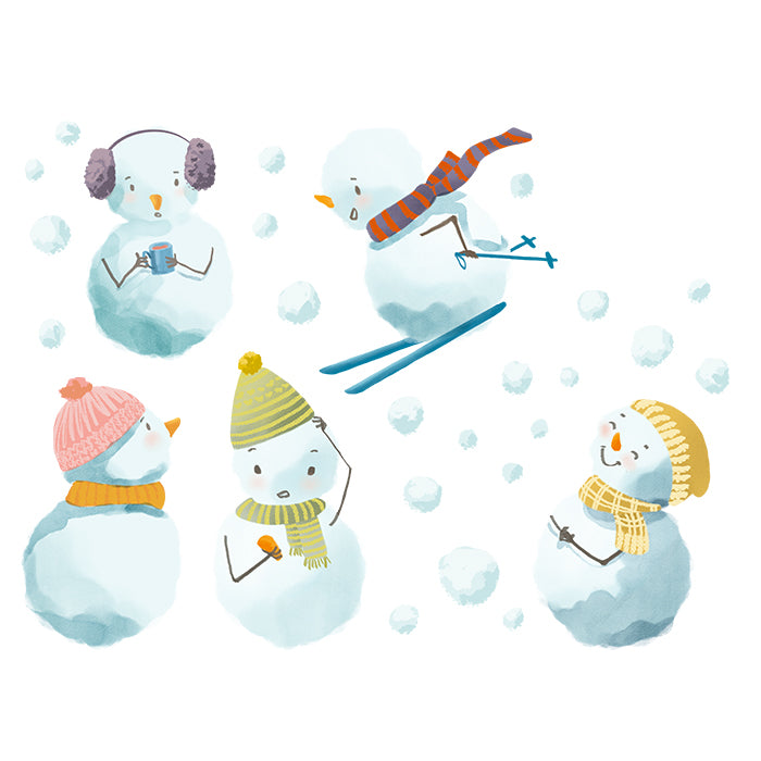 Fensterbild Kleine Schneemänner