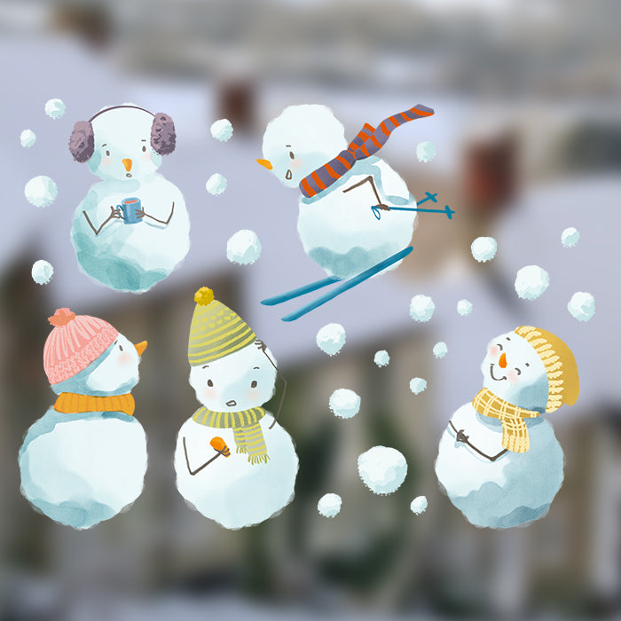 Fensterbild Kleine Schneemänner