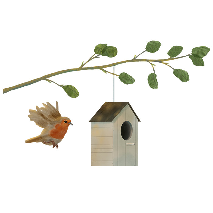 Fensterbild Vogelhaus