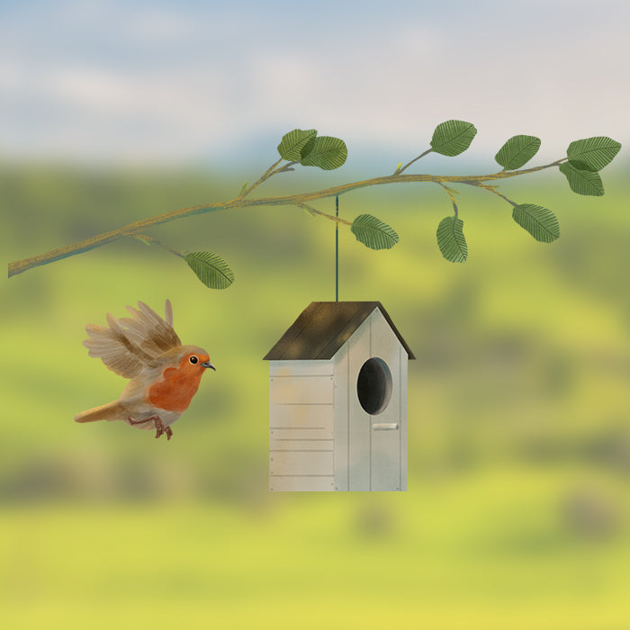 Fensterbild Vogelhaus
