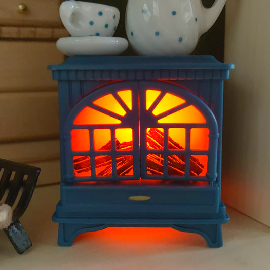 Miniatur Ofen blau mit Licht