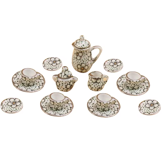 Miniatur Teeservice Blumendekor