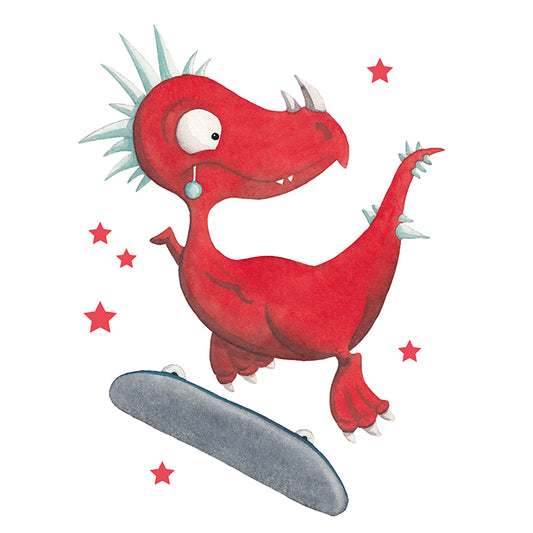 Fensterbild Dino rot
