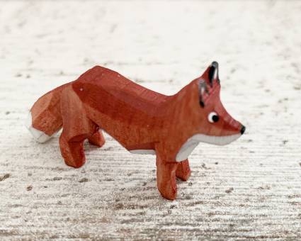 Miniatur Fuchs, handgeschnitzt