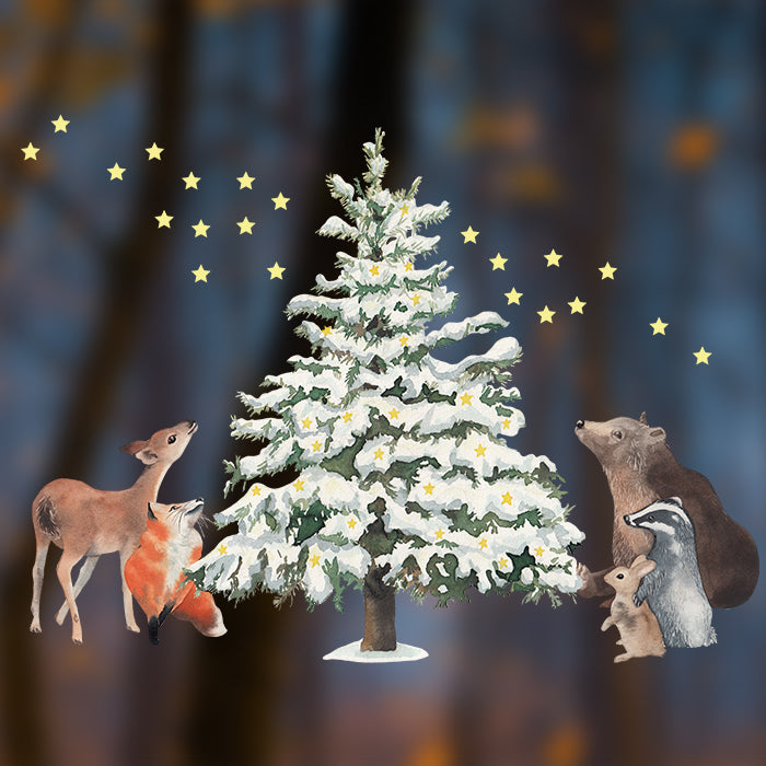 Fensterbild Weihnachten im Wald