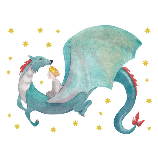 Fensterbild Drache und kleiner König