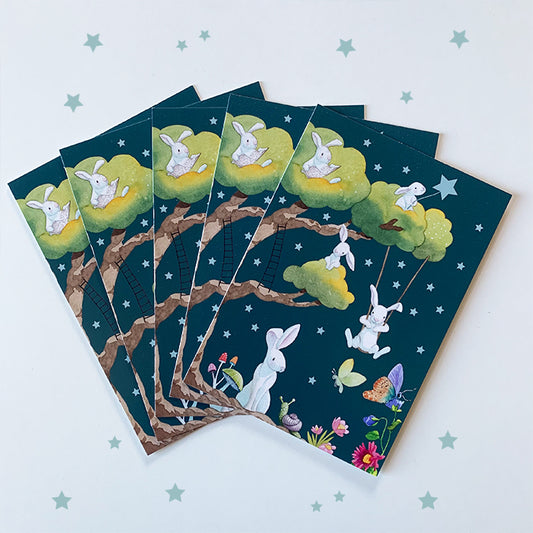 Postkarten-Set Hasenbaum