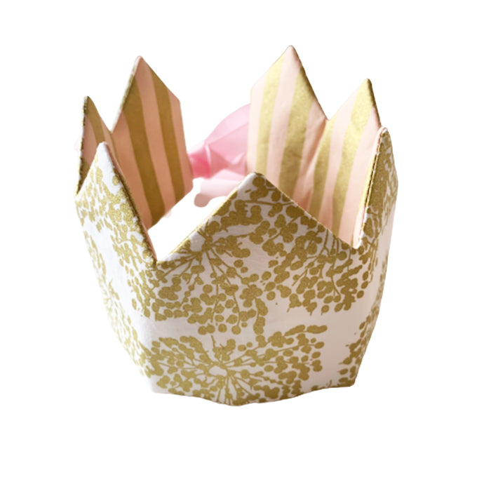 Krone aus Stoff Rosa / Gold